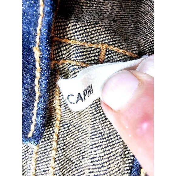 Rag & Bone Size 25X23 Womens Blue Capri Embroidered Pocket Logo Denim Jeans USA - Picture 7 of 13